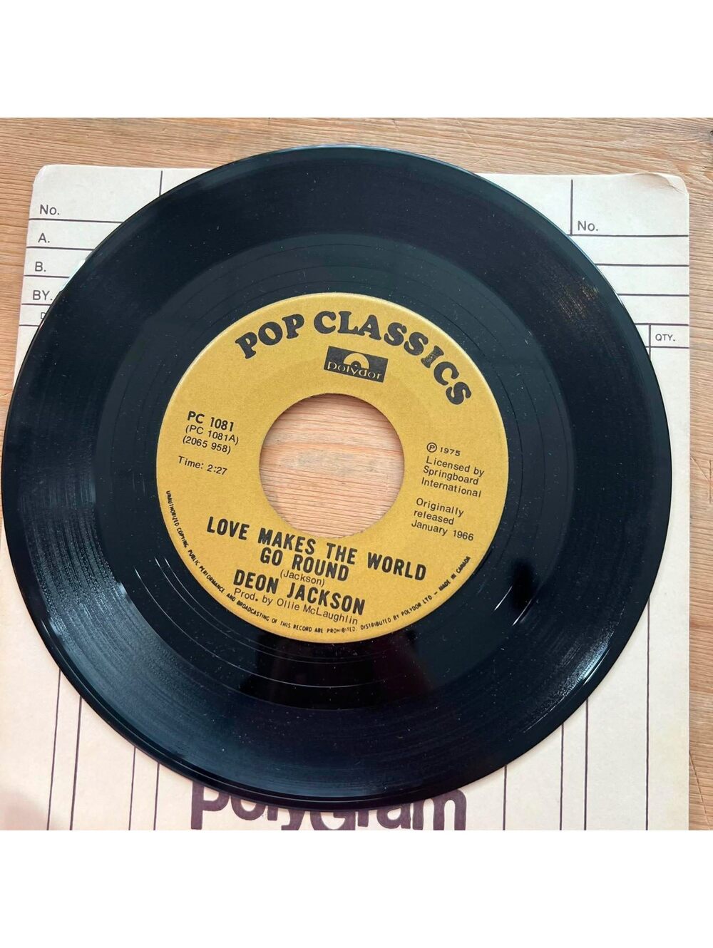 Deon Jackson/The Duals - Love makes the World go Round/Stick Shift 45rpm VG+ R90